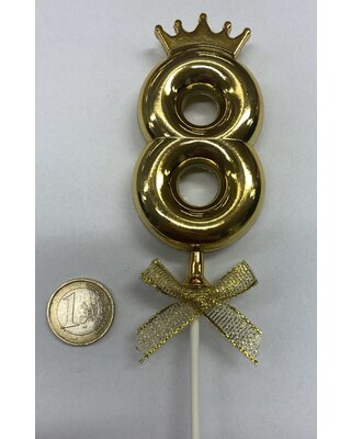 Cake topper ballon 8 goud