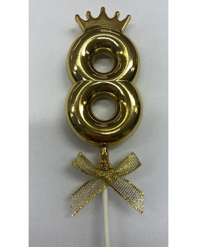 Cake topper ballon 8 goud