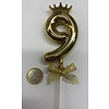 Cake topper ballon 9 goud