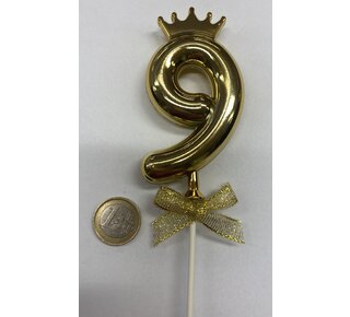 Cake topper ballon 9 goud