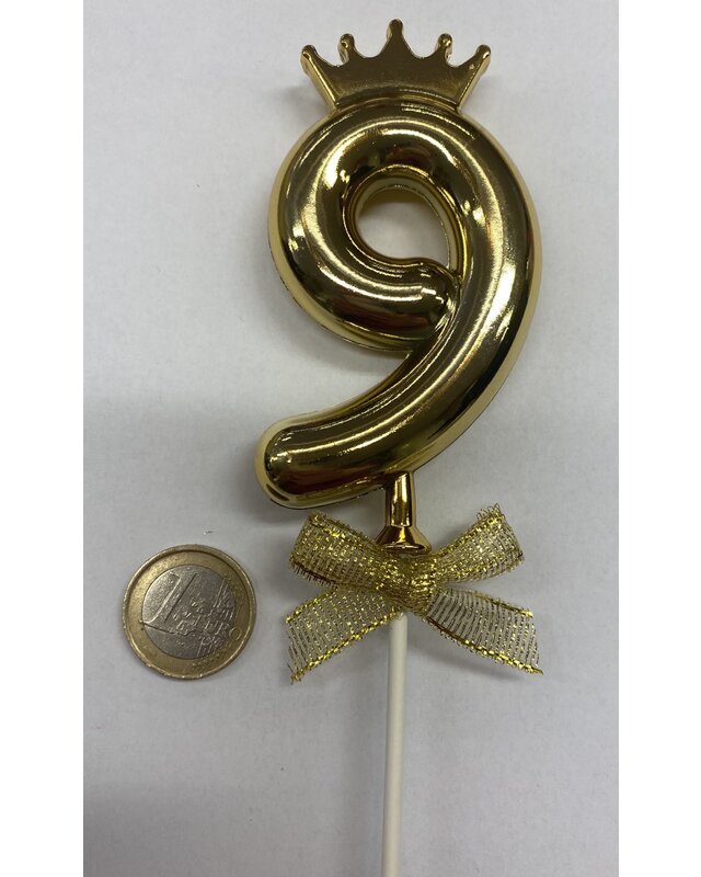 Cake topper ballon 9 goud