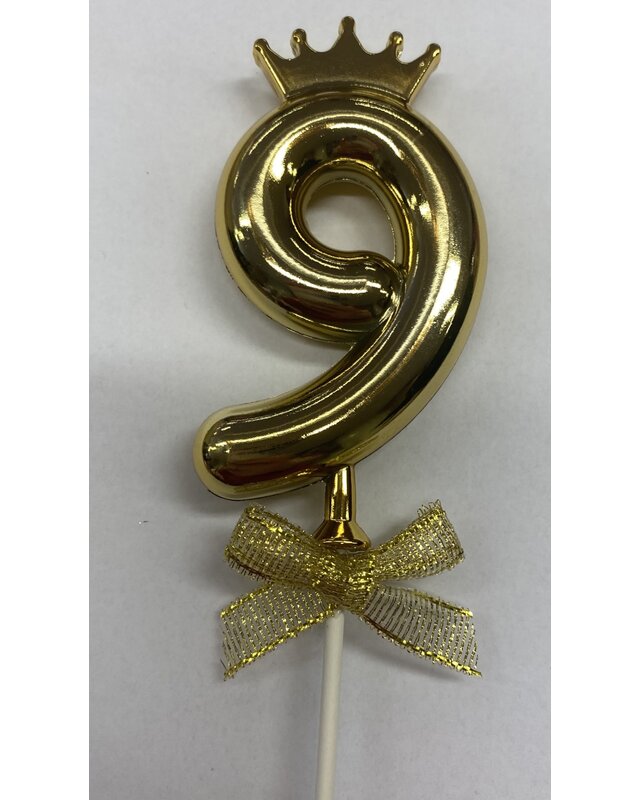 Cake topper ballon 9 goud