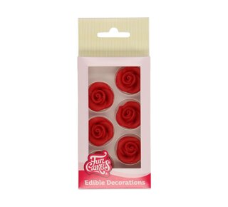 Funcakes Marsepein Decoratie Rozen ROOD Set/6