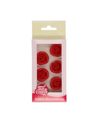 Funcakes Marsepein Decoratie Rozen ROOD Set/6