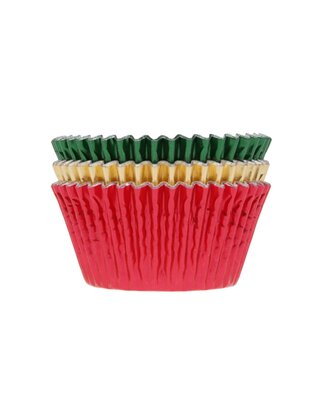 House of Marie House of Marie Baking Cups Folie Rood/Groen/Goud pk/36