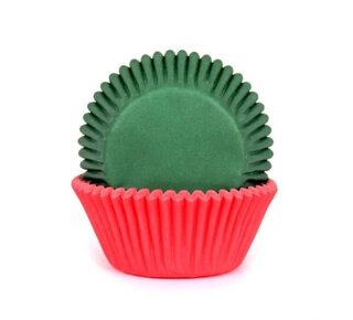 House of Marie House of Marie Baking Cups Rood/Groen pk/50