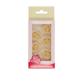 Funcakes FunCakes Marsepein Decoratie Rozen Wit Set/6