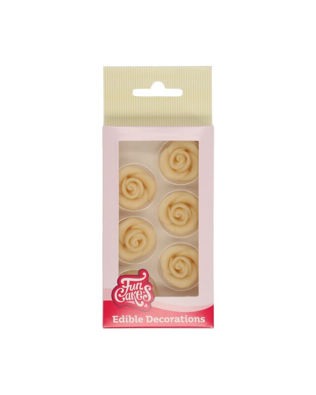 Funcakes FunCakes Marsepein Decoratie Rozen Wit Set/6