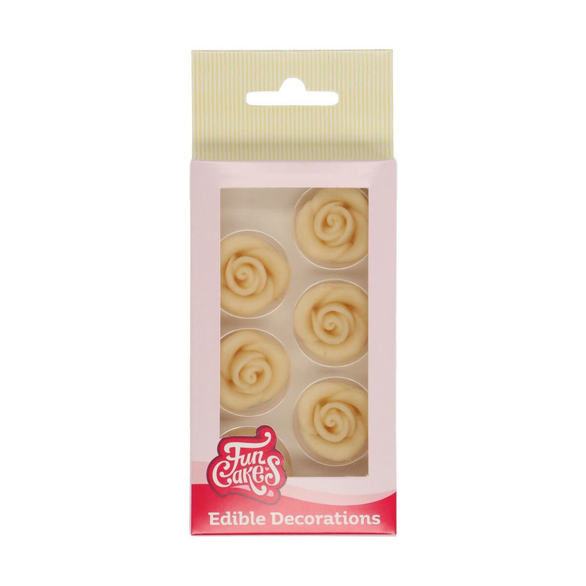 Funcakes FunCakes Marsepein Decoratie Rozen Wit Set/6