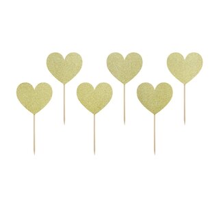PartyDeco Cupcake Toppers Sweet Love - Hart Set/6