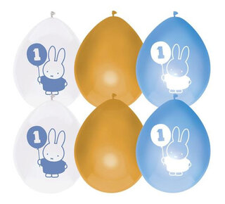 Haza Ballonnen Nijntje First Birthday blauw 30 cm 6 st.