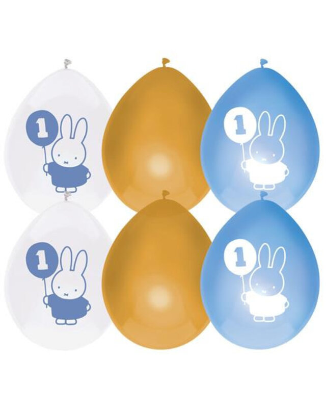 Haza Ballonnen Nijntje First Birthday blauw 30 cm 6 st.