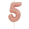 Nummerkaars glitter roségoud ‘5' (7cm)