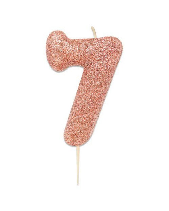 Haza Nummerkaars glitter roségoud ‘7' (7cm)