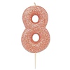 Nummerkaars glitter roségoud ‘8' (7cm)