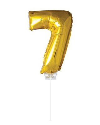 Haza Folie ballon “7“ Goud 40cm met stokje