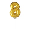 Haza Folie ballon “8“ Goud 40cm met stokje