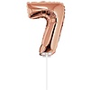 Folie ballon “7“ rose Goud 40cm met stokje