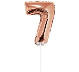 Haza Folie ballon “7“ rose Goud 40cm met stokje