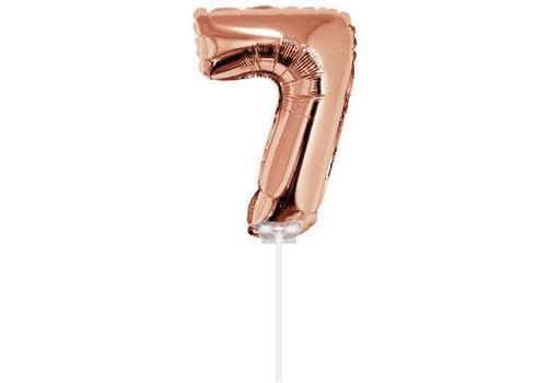 Folie ballon “7“ rose Goud 40cm met stokje 