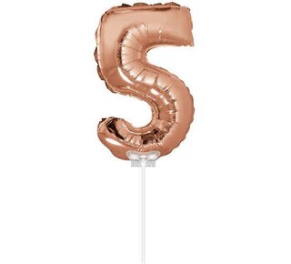 Haza Folie ballon “5“ rose Goud 40cm met stokje