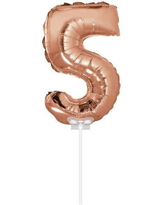Haza Folie ballon “5“ rose Goud 40cm met stokje
