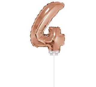 Haza Folie ballon “4“ rose Goud 40cm met stokje