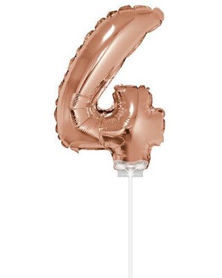 Haza Folie ballon “4“ rose Goud 40cm met stokje