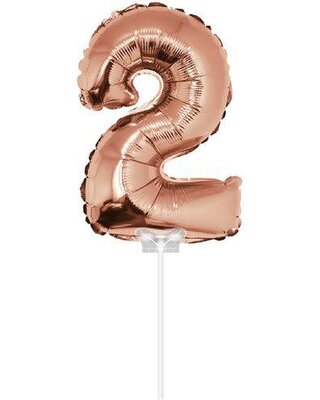 Haza Folie ballon “2“ rose Goud 40cm met stokje