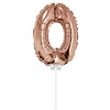 Folie ballon “0“ rose Goud 40cm met stokje