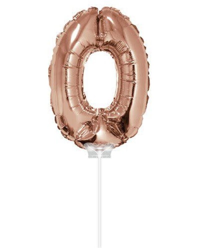 Haza Folie ballon “0“ rose Goud 40cm met stokje