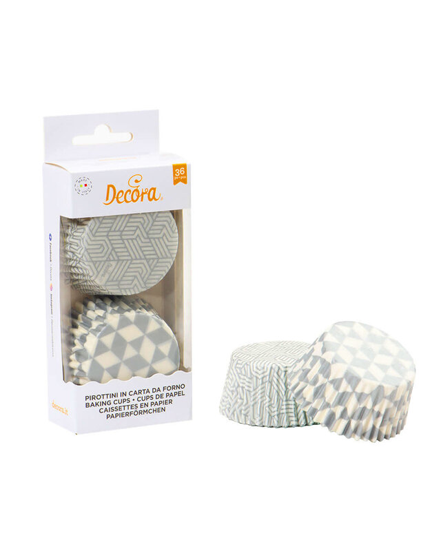 decora Geometrisch zilver baking cups 36st