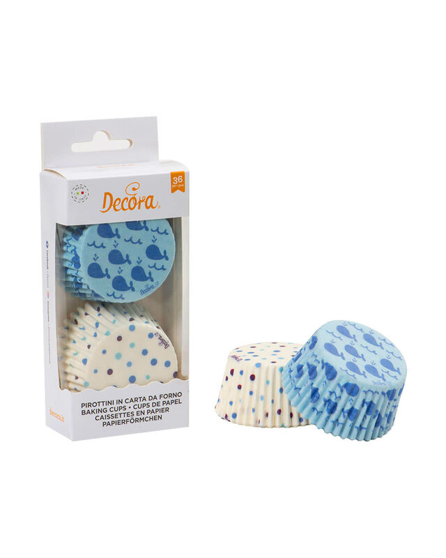 decora Blauw walvis baking cups 36st