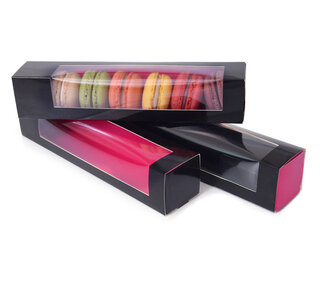 Macarondoos zwart/roze medium
