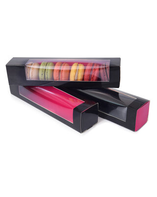 Macarondoos zwart/roze medium