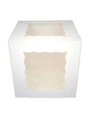 25x25x25 witte taartdoos met venster D4