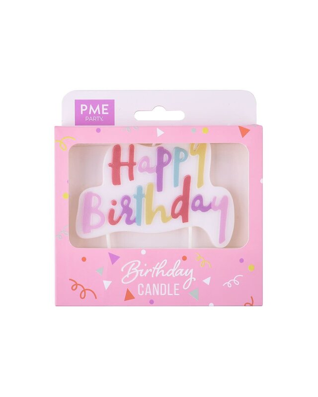 PME PME Kaars Taarttopper Happy Birthday Pastelroze