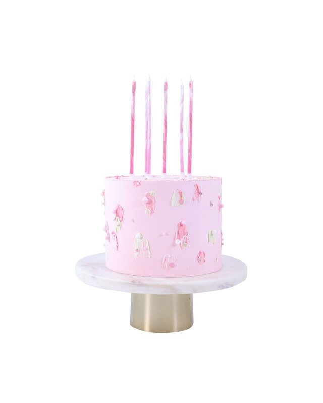 PME PME Extra Lange Kaarsen Roze Gemarmerd 18cm pk/6