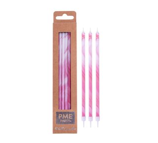 PME PME Extra Lange Kaarsen Roze Gemarmerd 18cm pk/6