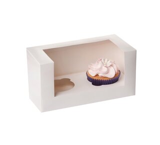 House of Marie 2 cupcake venster doos WIT incl inserts