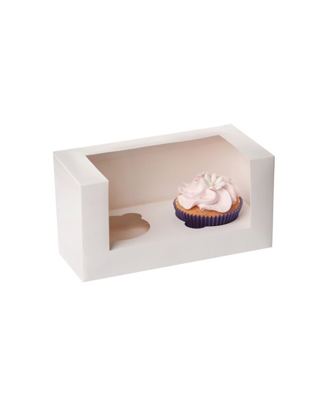 House of Marie 2 cupcake venster doos WIT incl inserts