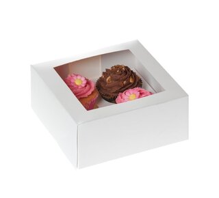 House of Marie 4 cupcakedoos wit MET VENSTER 9 cm hoog