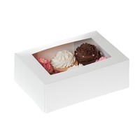 6 cupcake doos WIT met venster 9 cm hoog