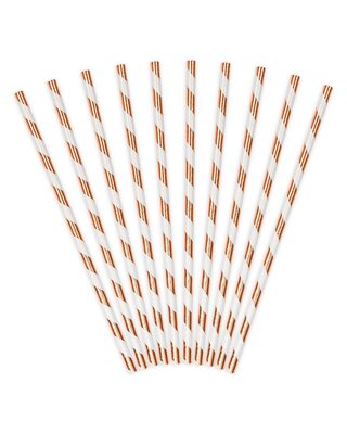 party deco PartyDeco Papieren Rietjes Licht Rosegoud pk/10