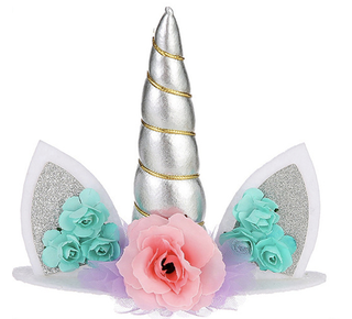 Eenhoorn taart topper stof zilver