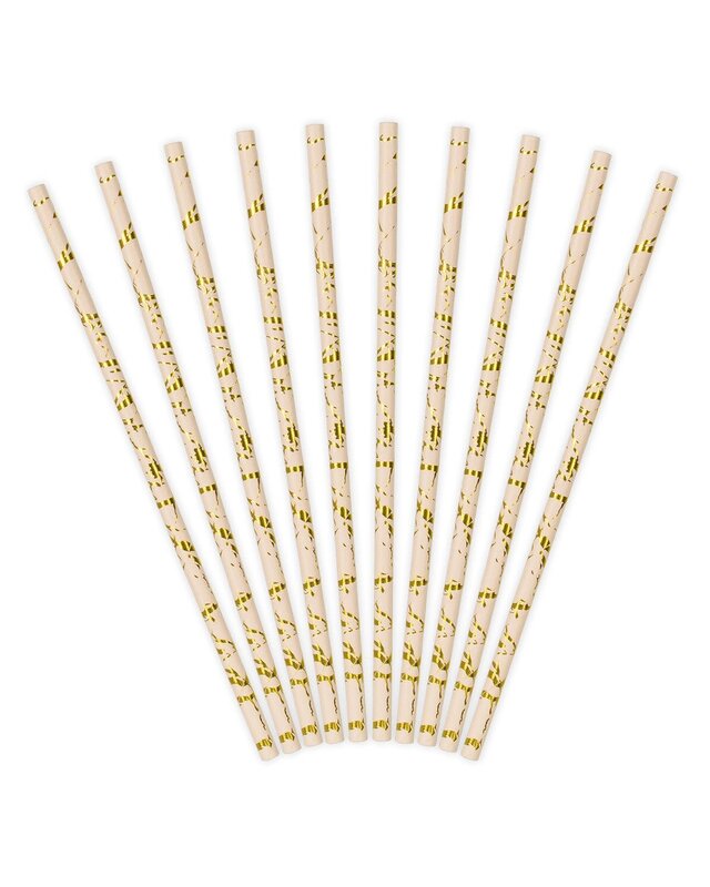 party deco PartyDeco Papieren Rietjes goud roze pk/10