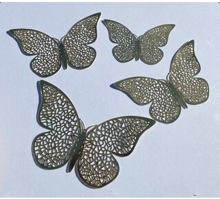 Gouden plastic vlinders A 12st