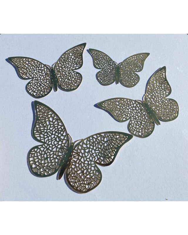 Gouden plastic vlinders A 12st