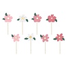 PartyDeco Cake Toppers Flowers pk/8