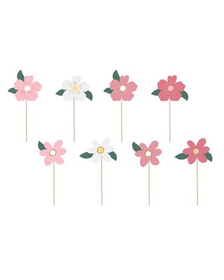 party deco PartyDeco Cake Toppers Flowers pk/8